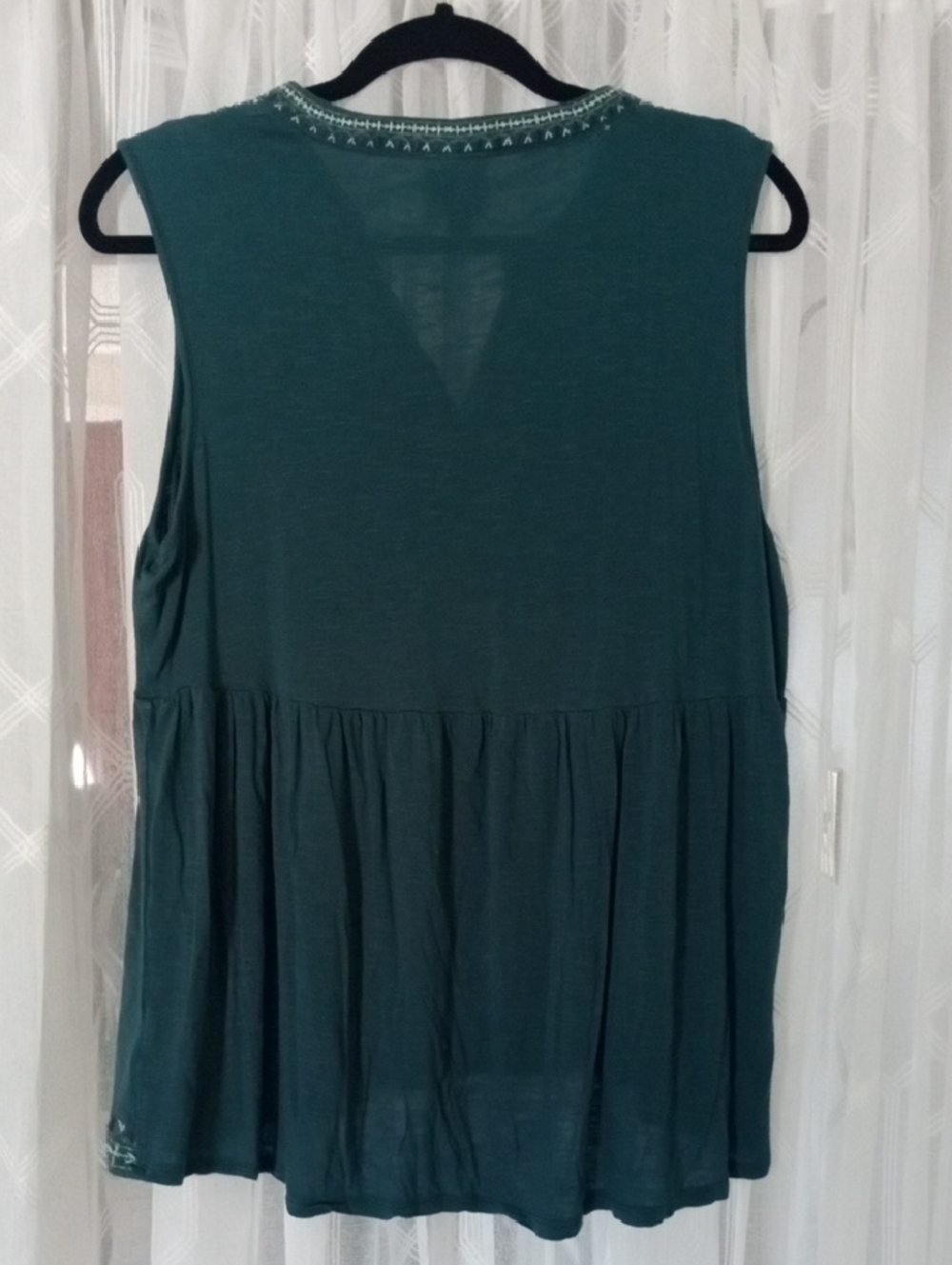 Knox Rose Teal Embroidered Boho Sleeveless Peplum Tank Size L - Picture 4 of 9
